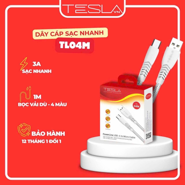 Cáp sạc nhanh Tesla 04M dành cho androi